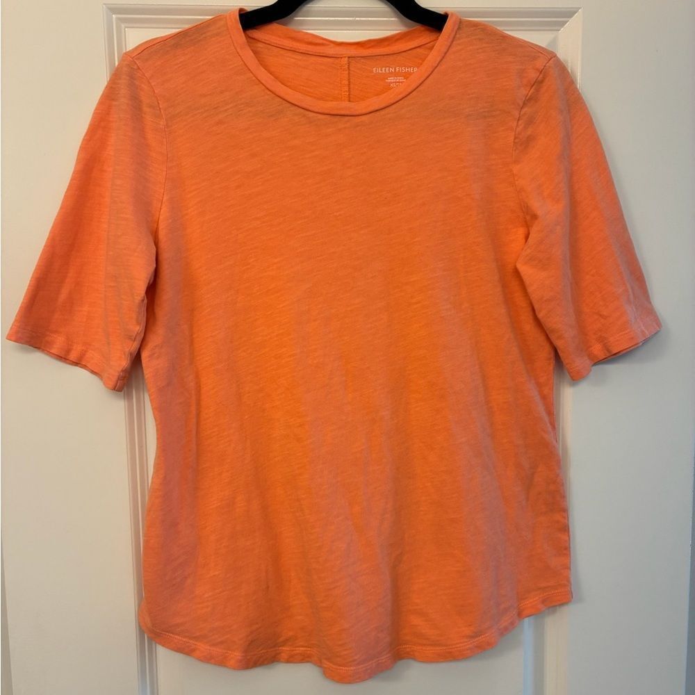 Eileen Fisher Round Hem Organic Cotton T-Shirt Orange Women’s Size Xs